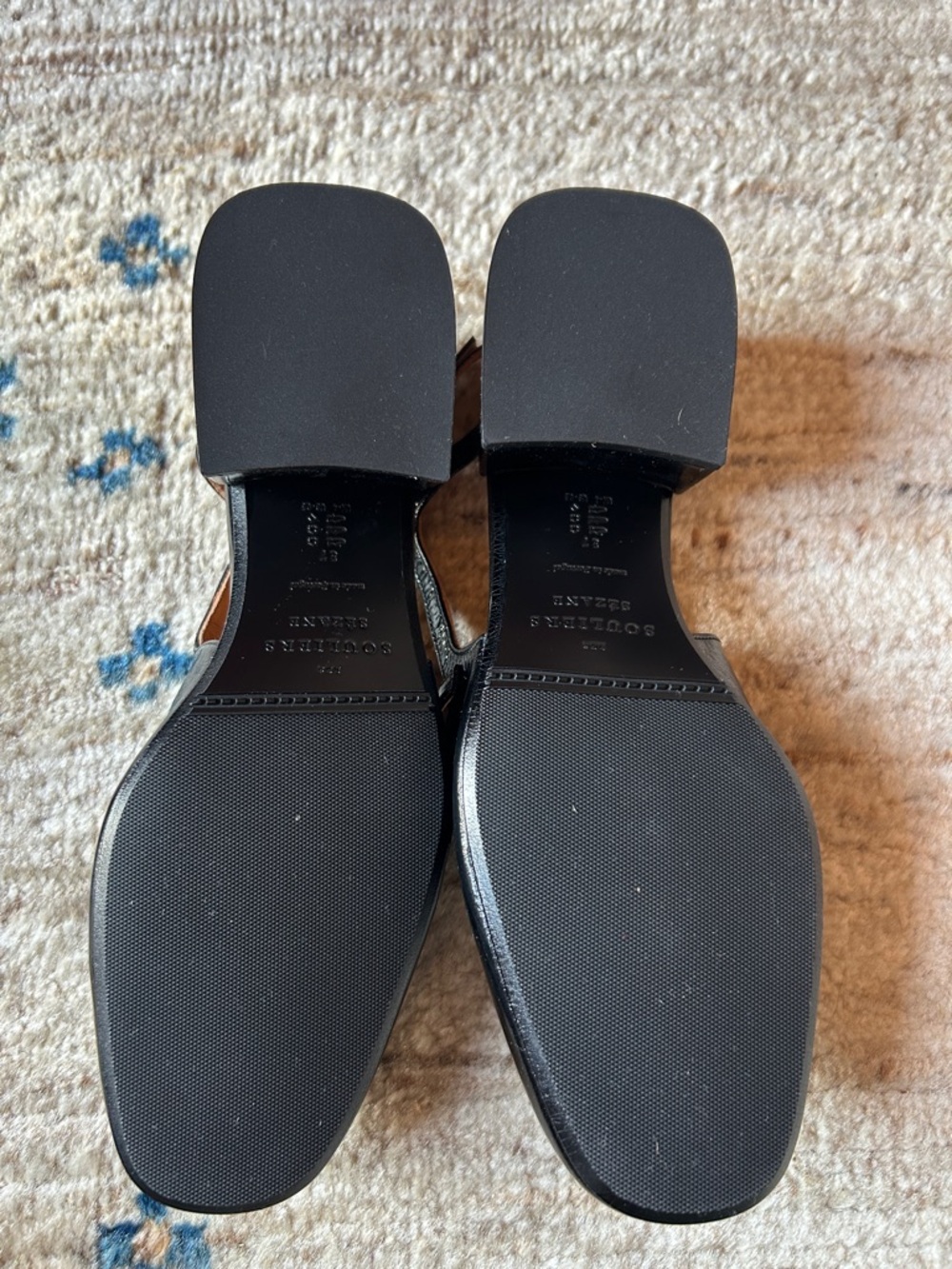 Sezane Paula Babies Black Double-Strap Patent Leather Slingback Heels Sz 37, 6US - Picture 6 of 8